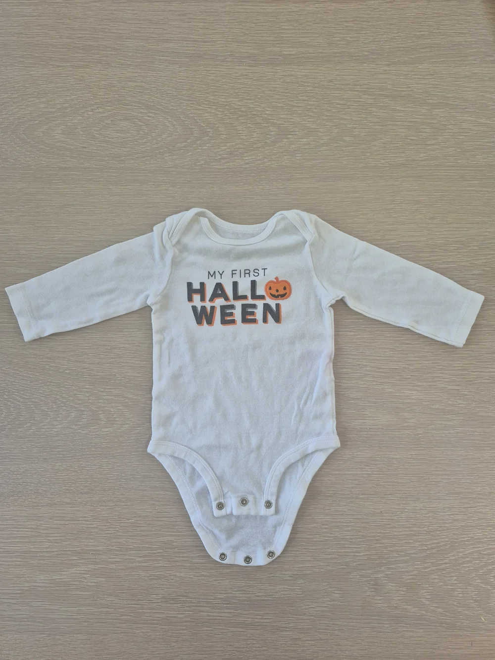 Carter's White 'My First Halloween' Long-Sleeve Bodysuit with Orange Pumpkin